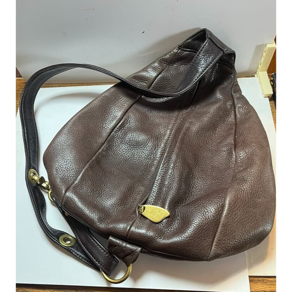 Libaire Pebbled Leather Crossbody Bag Reddish Brown Cordovan Purse USA - Picture 2 of 8